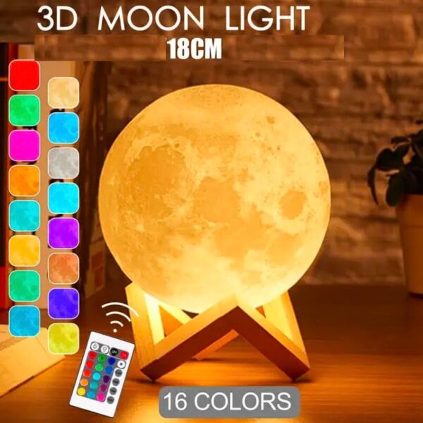 16 Colours - Moon Lamp (Rechargeable + remote) [15 cm] - Image 6