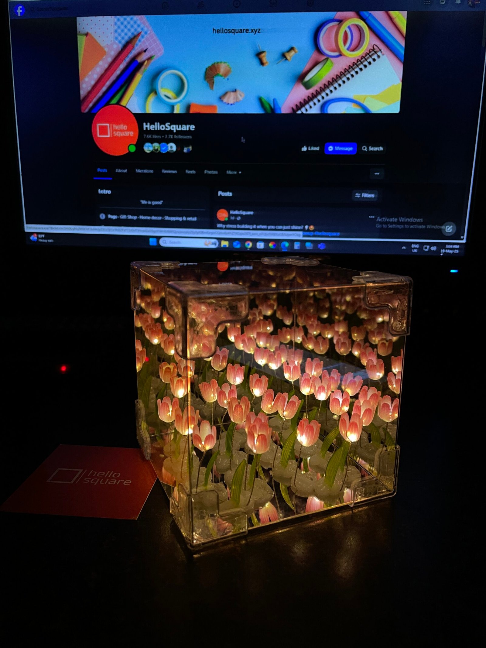 Tulip Cube Mirror Lamp | Complete Product