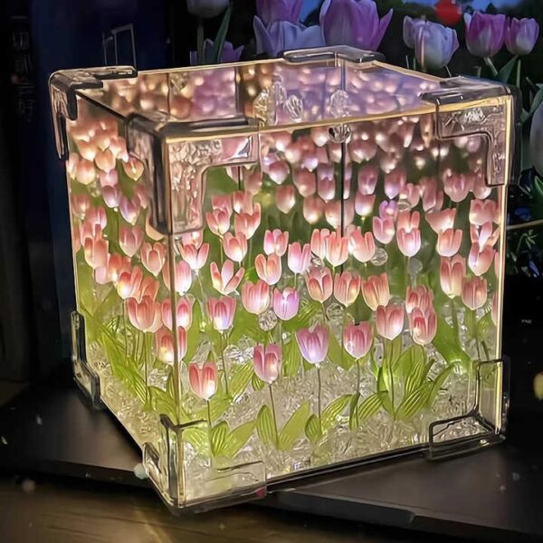 Tulip Cube Mirror Lamp | (Ready Made) Complete Product